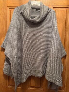 Apt. 9 Light Gray Ribbed Cowl Neck Poncho